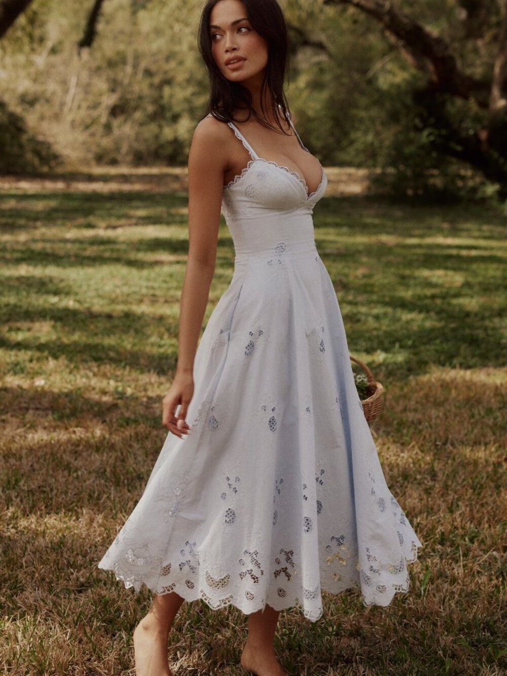 House of CB Bluebell Lace + Cotton Broderie Anglais Midi Sundress - Picture 9 of 9
